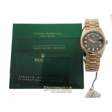 Rolex Day-Date 36 Marrone Ombre’ diamanti ref. 128235-0037 President oro rosa 18kt nuovo